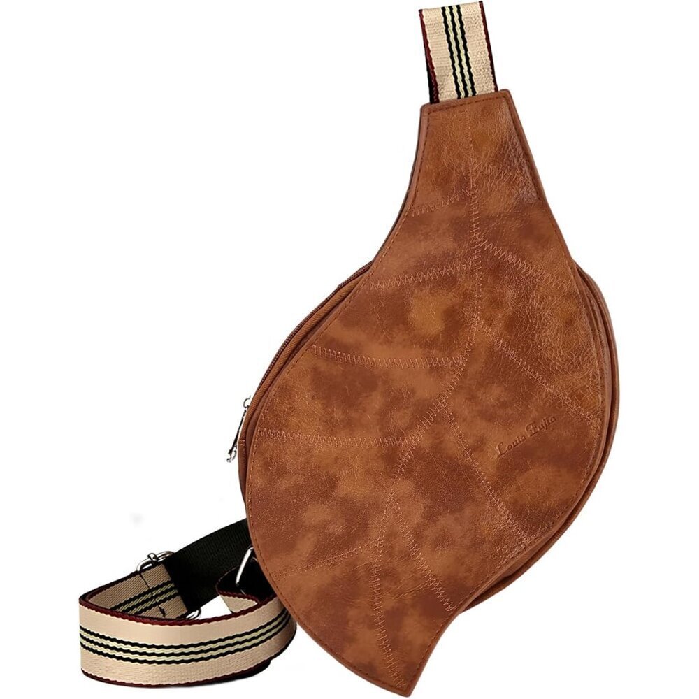 Women's Vegan Leather Leaf Crossbody Purse Small Zipper adjustable strap